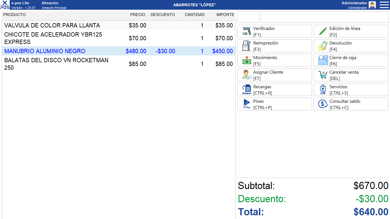 Interfaz de X-POS